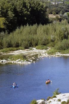 The river the Roach in France in the department of Gard to the foot of the bridge of Gard.