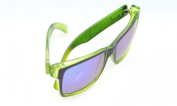 Trendy green and black sunglasses with reflective lenses