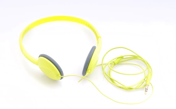 Bright yellow headphones for listing to music