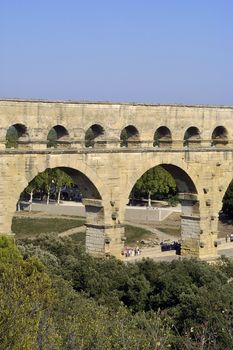 The bridge of Gard builds by the Romans and classified with the world heritage of humanity