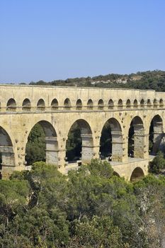 The bridge of Gard builds by the Romans and classified with the world heritage of humanity