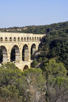 The bridge of Gard builds by the Romans and classified with the world heritage of humanity