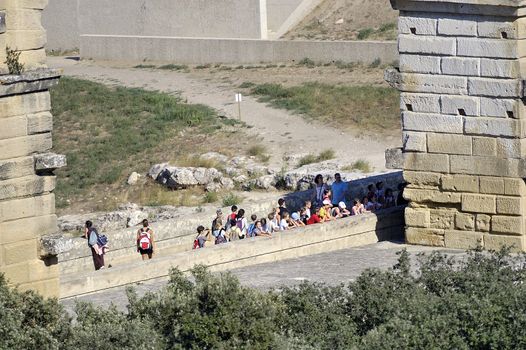 The bridge of Gard builds by the Romans and classified with the world heritage of humanity