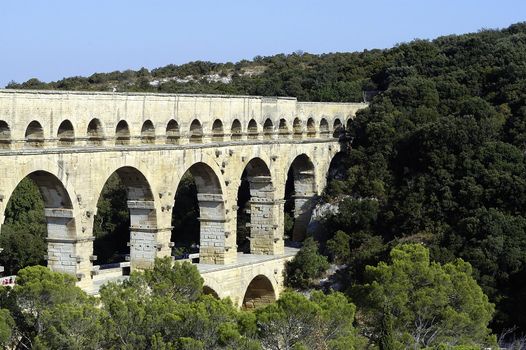 The bridge of Gard builds by the Romans and classified with the world heritage of humanity