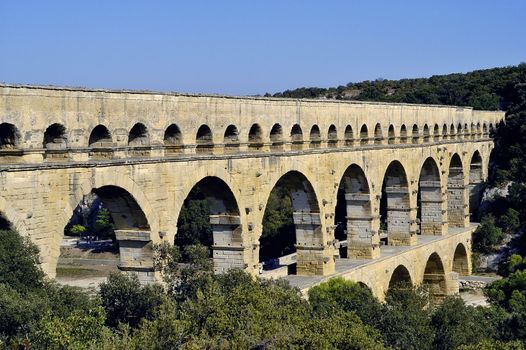 The bridge of Gard builds by the Romans and classified with the world heritage of humanity