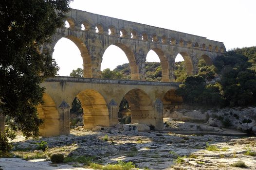 The bridge of Gard builds by the Romans and classified with the world heritage of humanity