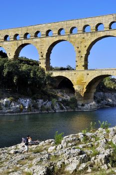 The bridge of Gard builds by the Romans and classified with the world heritage of humanity