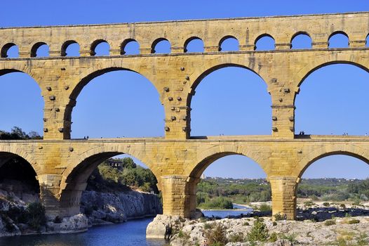 The bridge of Gard builds by the Romans and classified with the world heritage of humanity