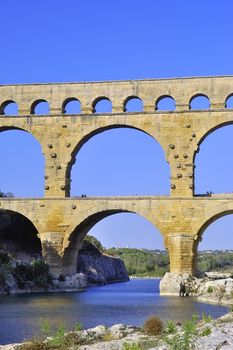 The bridge of Gard builds by the Romans and classified with the world heritage of humanity