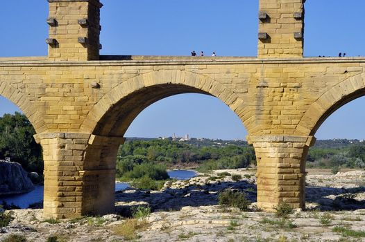 The bridge of Gard builds by the Romans and classified with the world heritage of humanity