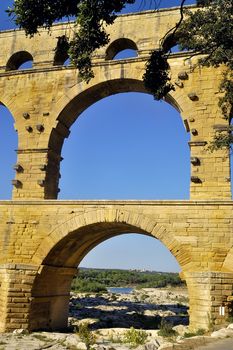 The bridge of Gard builds by the Romans and classified with the world heritage of humanity