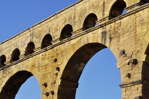 The bridge of Gard builds by the Romans and classified with the world heritage of humanity