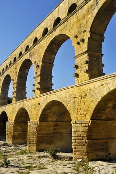 The bridge of Gard builds by the Romans and classified with the world heritage of humanity