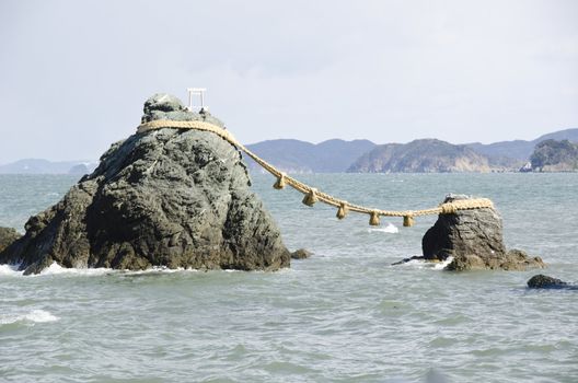Meoto Iwa or the Loved one and loved one Rocks at Mie, Japan