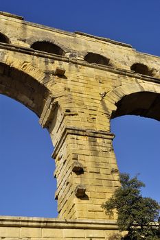 The bridge of Gard builds by the Romans and classified with the world heritage of humanity