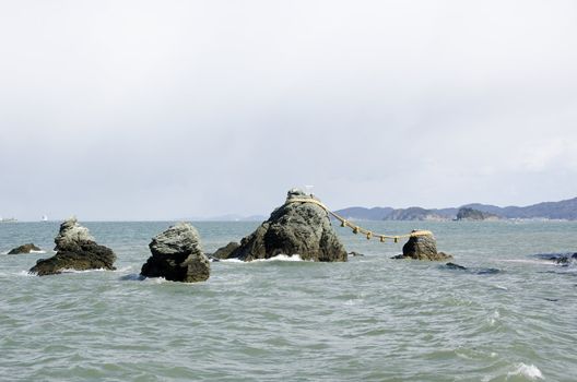 Meoto Iwa or the Loved one and loved one Rocks at Mie, Japan