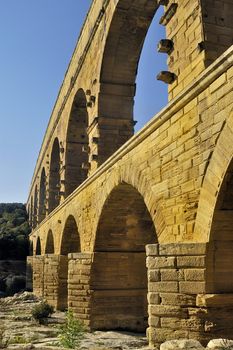 The bridge of Gard builds by the Romans and classified with the world heritage of humanity