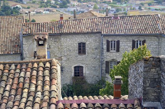 Sight of the French village of Vezenobres in the department of Gard