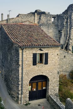 Sight of the French village of Vezenobres in the department of Gard