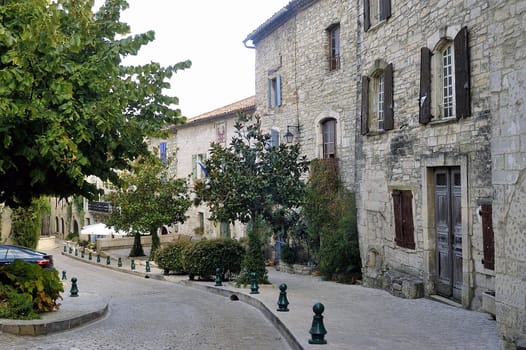 Sight of the French village of Vezenobres in the department of Gard