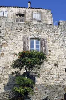 Sight of the French village of Vezenobres in the department of Gard