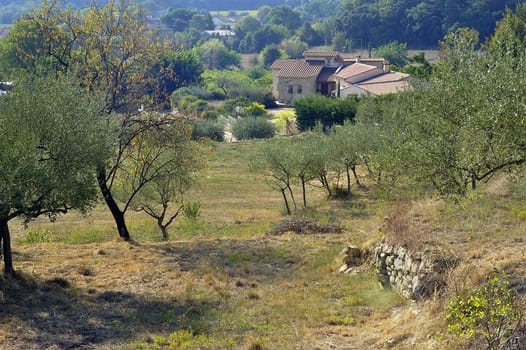 French landscape of the Cevennes in the department of Gard