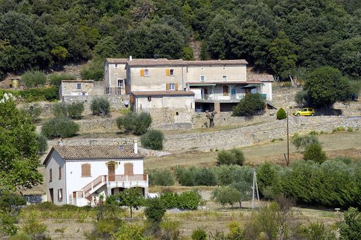 French landscape of the Cevennes in the department of Gard