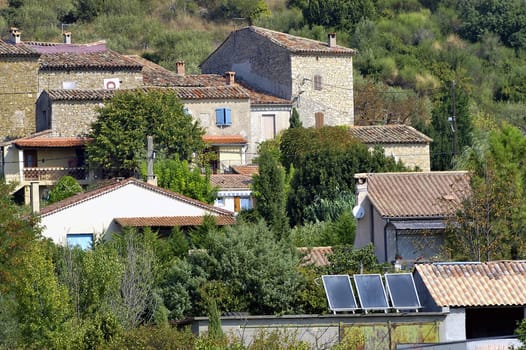 French landscape of the Cevennes in the department of Gard