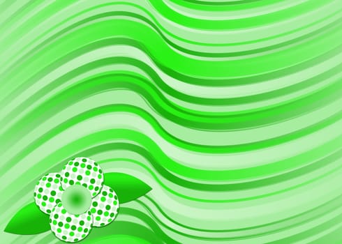 A green retro flower with wavy lines 