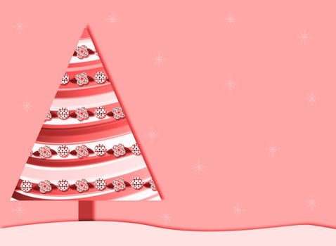 A Christmas background with a retro Christmas tree and snowflakes