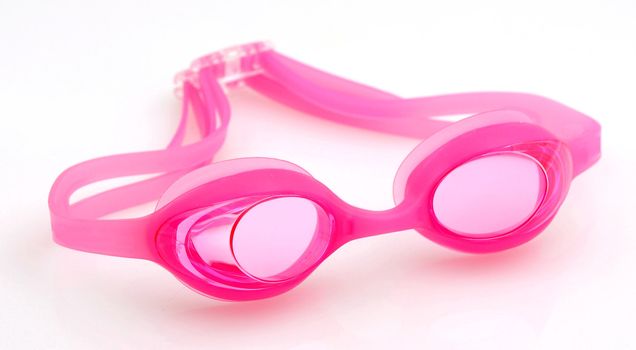 Hot pink swimming goggles used for swimming pool