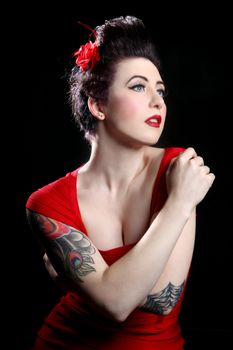 Beautiful Pin Up Style Girl in Studio