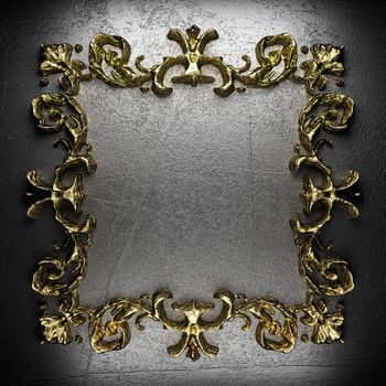 vintage golden frame on the wall