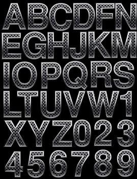 Metal alphabet set on black