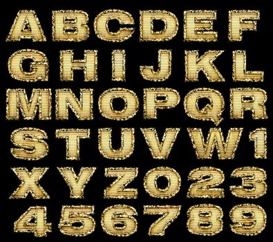 golden alphabet set on black