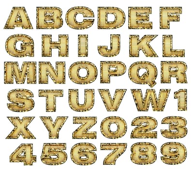 golden alphabet set on white