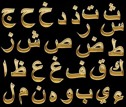 golden Arabic alphabet