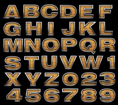 Yellow alphabet with metal