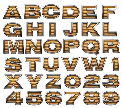 Yellow alphabet with metal