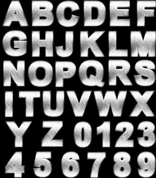 steel alphabet set on black