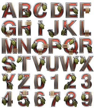 military alphabet set on white