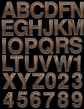 wooden alphabet set on black