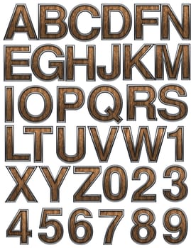 wooden alphabet set on white