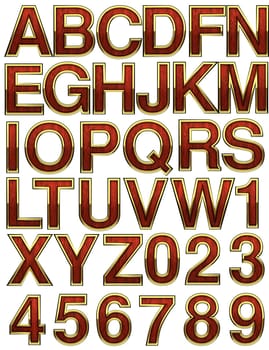 wooden alphabet with gold on white