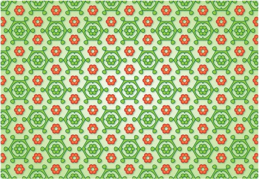 Spring flowered background with red and green little flowers