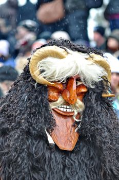 MOHACS, HUNGARY - MARCH 10: Unidentified people in mask at the Mohacsi Busojaras. It is an  annual festival to welcome the spring . March 10, 2012 in Mohacs, Hungary.