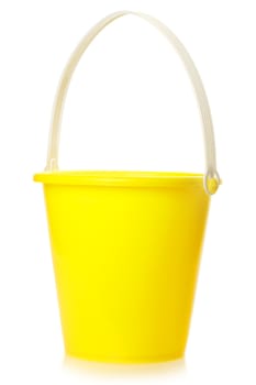yellow toy bucket isolated on white background