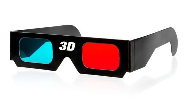 black 3d eyeglasses isolated on white background