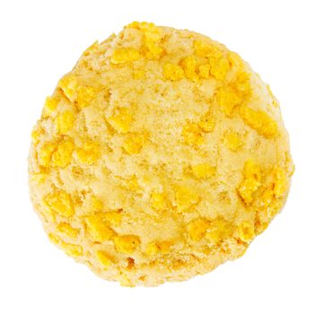 homemade cookie with cornflake pieces isolated on white