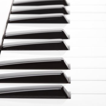 keys of piano, black and white, closeup